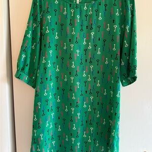 Green Key Print Dress